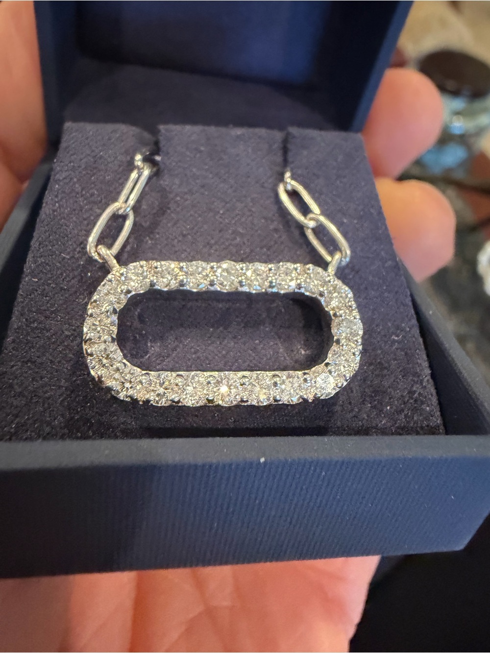 Sparkling 1.5 Ctw Pavé Oval-Link Necklace - Silver